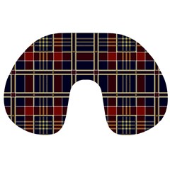 Plaid Tartan Scottish Navy Gold Travel Neck Pillows by Wegoenart