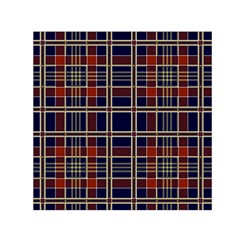 Plaid Tartan Scottish Navy Gold Small Satin Scarf (square) by Wegoenart