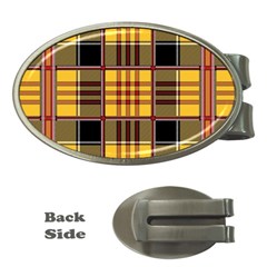 Plaid Tartan Scottish Yellow Red Money Clips (oval)  by Wegoenart