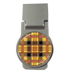 Plaid Tartan Scottish Yellow Red Money Clips (round)  by Wegoenart