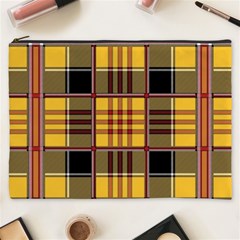 Plaid Tartan Scottish Yellow Red Cosmetic Bag (xxxl) by Wegoenart