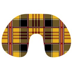 Plaid Tartan Scottish Yellow Red Travel Neck Pillows by Wegoenart