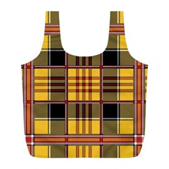 Plaid Tartan Scottish Yellow Red Full Print Recycle Bag (l) by Wegoenart