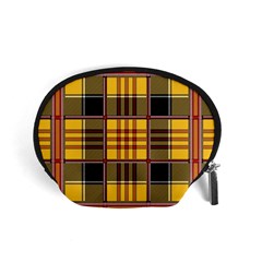 Plaid Tartan Scottish Yellow Red Accessory Pouch (small) by Wegoenart