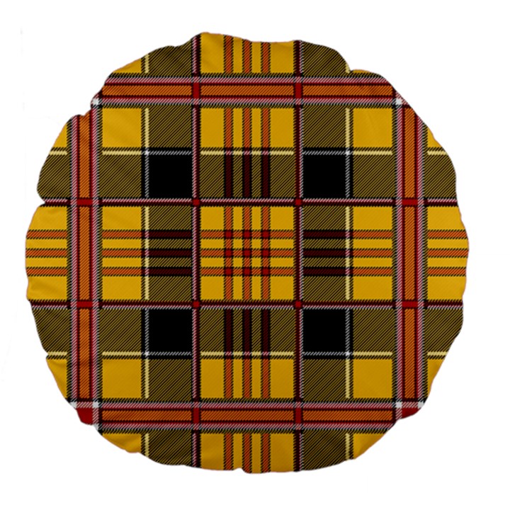 Plaid Tartan Scottish Yellow Red Large 18  Premium Flano Round Cushions