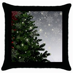 Christmas Fir Tree Mockup Star Throw Pillow Case (black) by Wegoenart