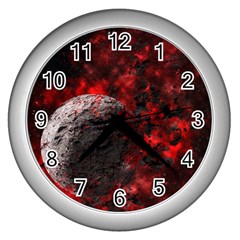 Planet Explode Space Universe Wall Clock (silver) by Wegoenart