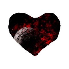 Planet Explode Space Universe Standard 16  Premium Flano Heart Shape Cushions by Wegoenart