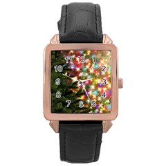 Christmas Tree Fir Tree Star Rose Gold Leather Watch  by Wegoenart