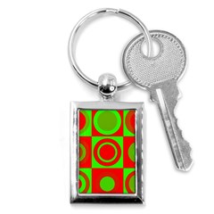 Red Green Christmas Background Key Chains (rectangle)  by Wegoenart