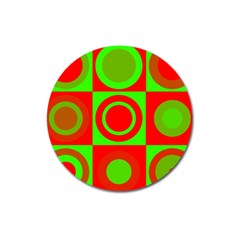 Red Green Christmas Background Magnet 3  (round) by Wegoenart