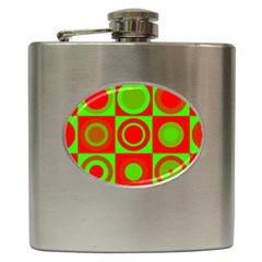 Red Green Christmas Background Hip Flask (6 Oz)