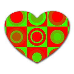 Red Green Christmas Background Heart Mousepads by Wegoenart