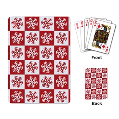 Snowflake Red White Playing Cards Single Design by Wegoenart