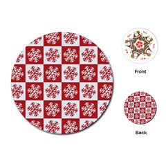 Snowflake Red White Playing Cards (round) by Wegoenart