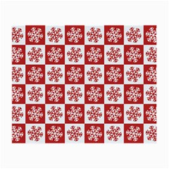 Snowflake Red White Small Glasses Cloth (2-side) by Wegoenart