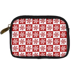 Snowflake Red White Digital Camera Leather Case by Wegoenart