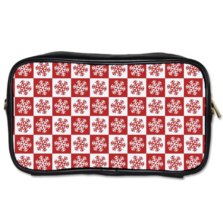 Snowflake Red White Toiletries Bag (Two Sides)