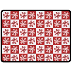 Snowflake Red White Fleece Blanket (large)  by Wegoenart