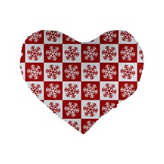 Snowflake Red White Standard 16  Premium Heart Shape Cushions by Wegoenart