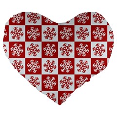 Snowflake Red White Large 19  Premium Heart Shape Cushions by Wegoenart