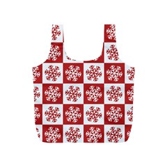 Snowflake Red White Full Print Recycle Bag (s) by Wegoenart