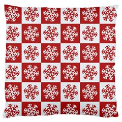 Snowflake Red White Large Flano Cushion Case (two Sides) by Wegoenart