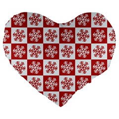 Snowflake Red White Large 19  Premium Flano Heart Shape Cushions by Wegoenart