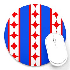 Stars Stripes July 4th Flag Blue Round Mousepads by Wegoenart