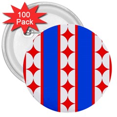 Stars Stripes July 4th Flag Blue 3  Buttons (100 Pack)  by Wegoenart