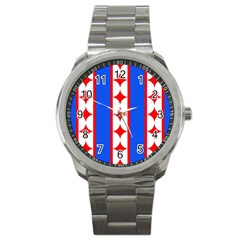 Stars Stripes July 4th Flag Blue Sport Metal Watch by Wegoenart