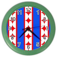 Stars Stripes July 4th Flag Blue Color Wall Clock by Wegoenart