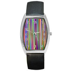 Striped Stripes Abstract Geometric Barrel Style Metal Watch by Wegoenart