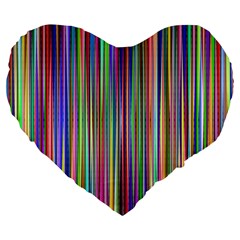 Striped Stripes Abstract Geometric Large 19  Premium Flano Heart Shape Cushions by Wegoenart