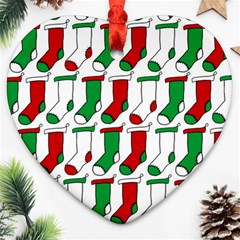 Stocking Background Heart Ornament (two Sides) by Wegoenart