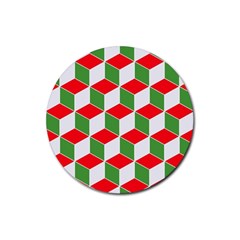 Christmas Abstract Background Rubber Round Coaster (4 Pack)  by Wegoenart