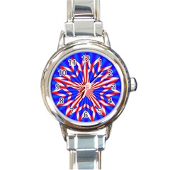 Star Explosion Burst Usa Red Round Italian Charm Watch by Wegoenart