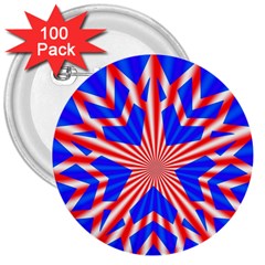 Star Explosion Burst Usa Red 3  Buttons (100 Pack)  by Wegoenart