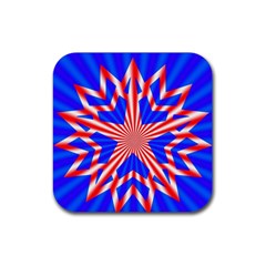 Star Explosion Burst Usa Red Rubber Coaster (square)  by Wegoenart