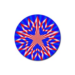 Star Explosion Burst Usa Red Rubber Coaster (round)  by Wegoenart