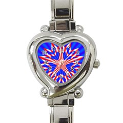 Star Explosion Burst Usa Red Heart Italian Charm Watch by Wegoenart