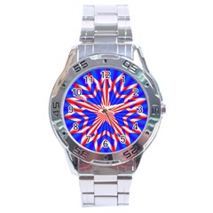 Star Explosion Burst Usa Red Stainless Steel Analogue Watch by Wegoenart