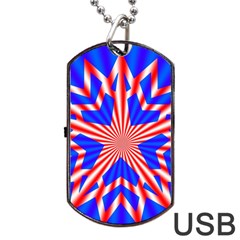 Star Explosion Burst Usa Red Dog Tag Usb Flash (one Side) by Wegoenart