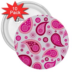 Paisley Pattern Art Background 3  Buttons (10 Pack)  by Wegoenart