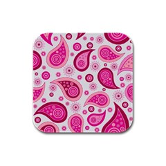 Paisley Pattern Art Background Rubber Square Coaster (4 Pack)  by Wegoenart