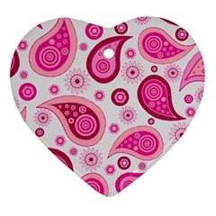 Paisley Pattern Art Background Heart Ornament (two Sides)