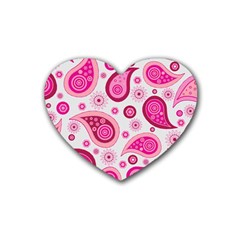 Paisley Pattern Art Background Rubber Coaster (heart)  by Wegoenart