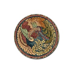 Wings Feathers Cubism Mosaic Rubber Round Coaster (4 Pack)  by Wegoenart