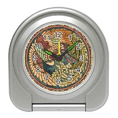 Wings Feathers Cubism Mosaic Travel Alarm Clock by Wegoenart