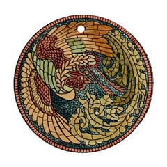 Wings Feathers Cubism Mosaic Round Ornament (two Sides) by Wegoenart